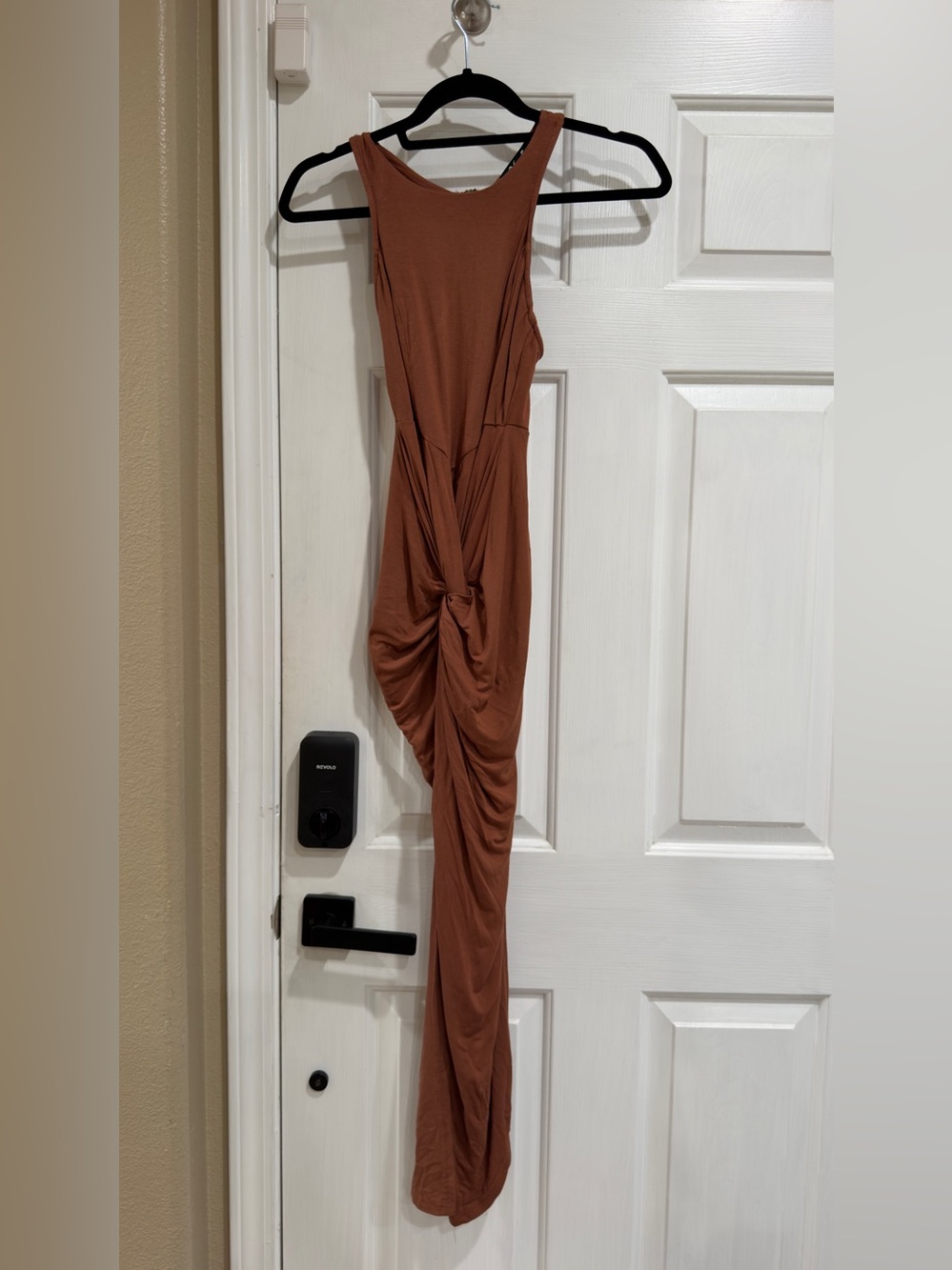 Sleeveless Knot-Detail Maxi Dress in Rust